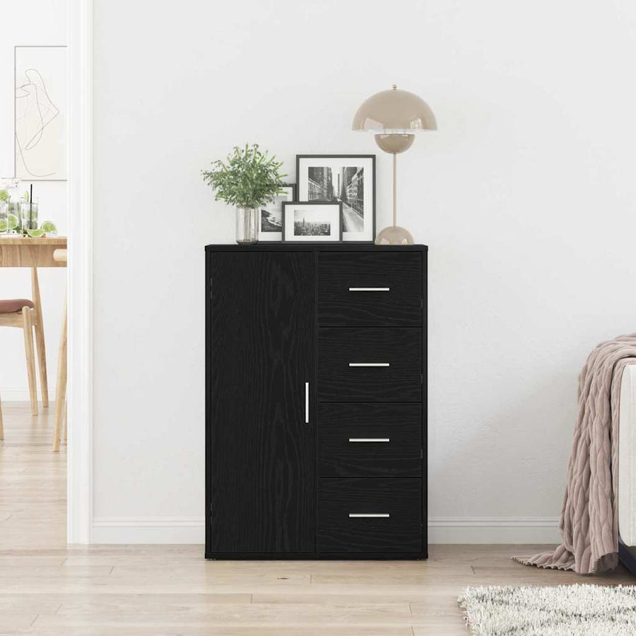 Dressoir 60X31X84 Cm Bewerkt Hout Kleurig Zwart eiken
