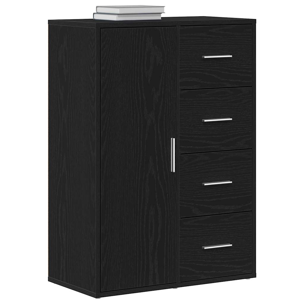 Dressoir 60X31X84 Cm Bewerkt Hout Kleurig Zwart eiken