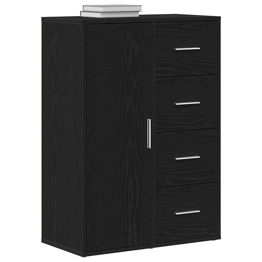 Dressoir 60X31X84 Cm Bewerkt Hout Kleurig Zwart eiken