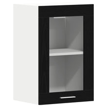Hangende glazen kast zwart eikenkleurig 40x31x60 cm bewerkt hout