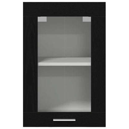 Hangende glazen kast zwart eikenkleurig 40x31x60 cm bewerkt hout