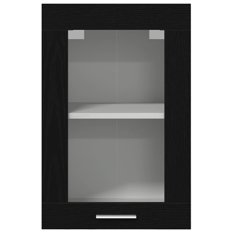 Hangende glazen kast zwart eikenkleurig 40x31x60 cm bewerkt hout
