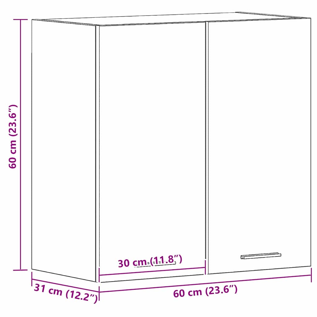 Hangkast Lyon Zwart Eiken 60 x 31 x 60 cm Bewerkt hout