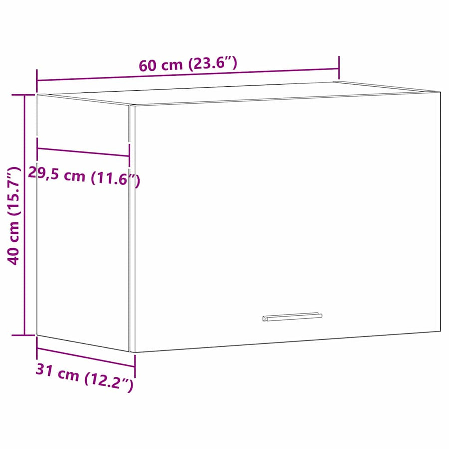 Hangkast Lyon Zwart Eiken 60 x 31 x 40 cm Bewerkt hout