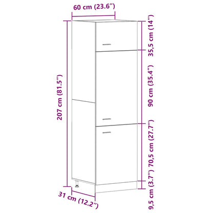 Hangkast Lyon Zwart Eiken 60 x 31 x 207 cm Bewerkt hout