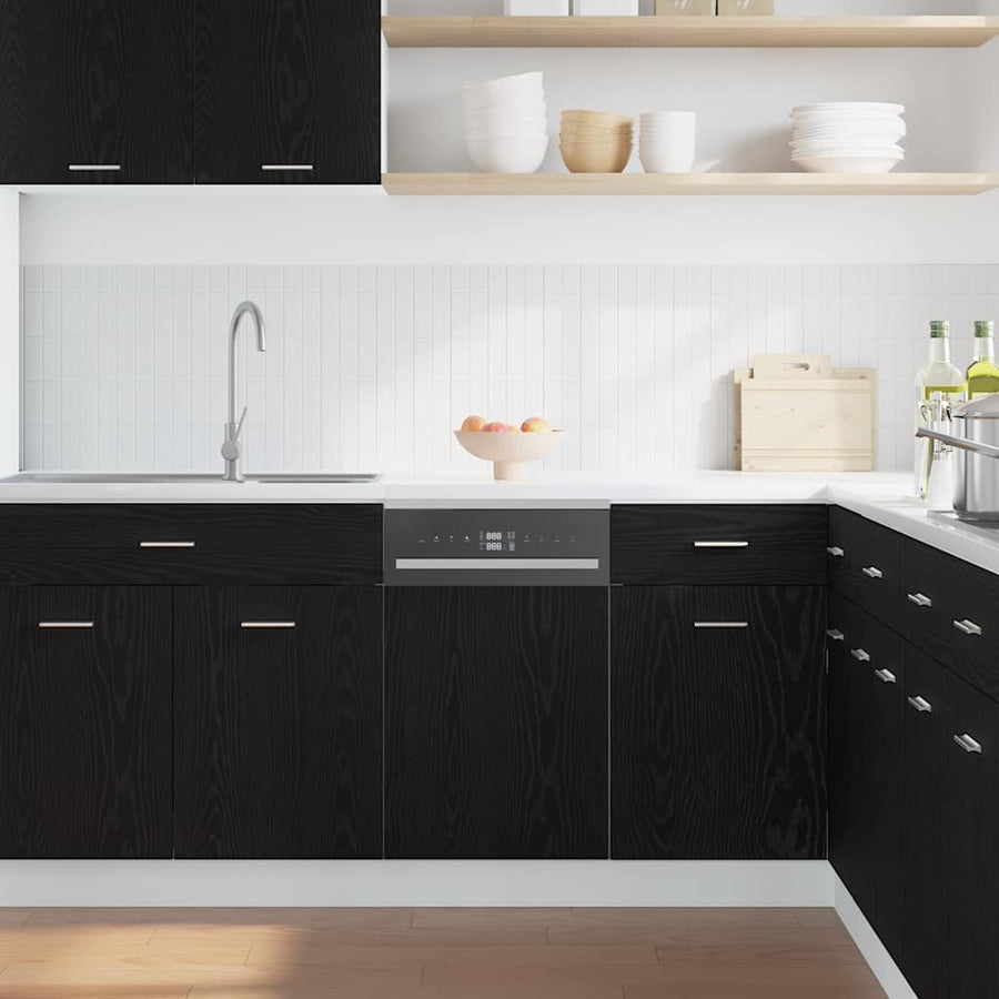 Vaatwasserpaneel Lyon 45x1,5x67 cm bewerkt hout zwart eiken