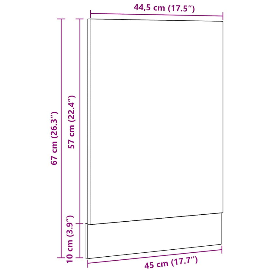 Vaatwasserpaneel Lyon 45x1,5x67 cm bewerkt hout zwart eiken