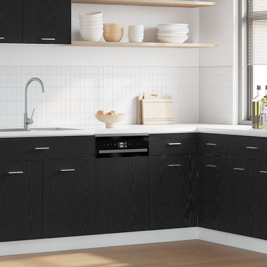 Vaatwasserpaneel Lyon 45x1,5x67 cm bewerkt hout zwart eiken