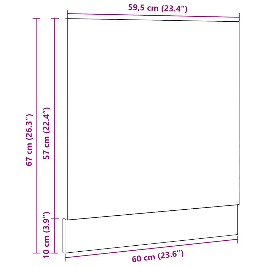 Vaatwasserpaneel Lyon 60x1,5x67 cm bewerkt hout zwart eiken
