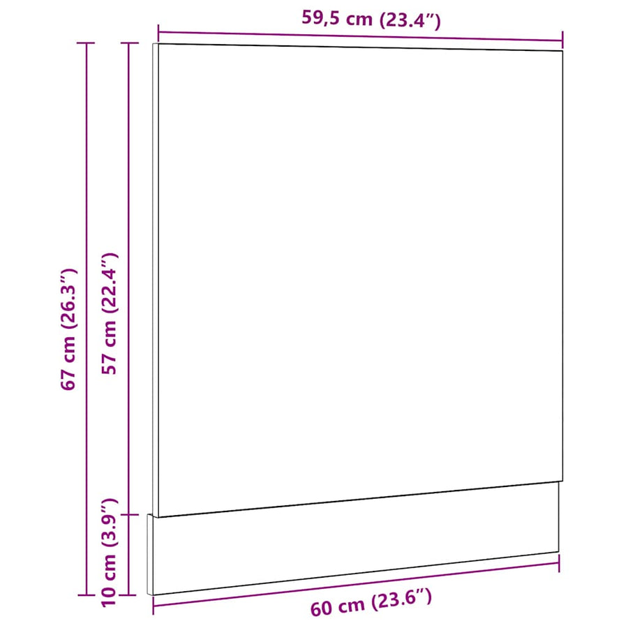 Vaatwasserpaneel Lyon 60x1,5x67 cm bewerkt hout zwart eiken
