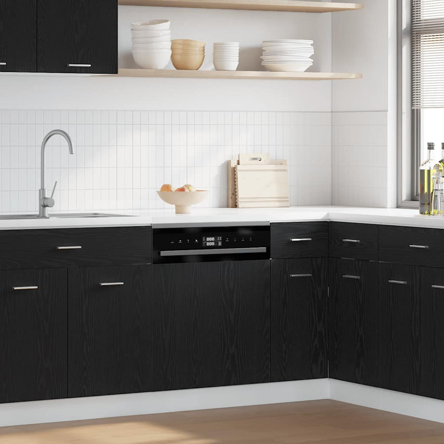 Vaatwasserpaneel Lyon 60x1,5x67 cm bewerkt hout zwart eiken