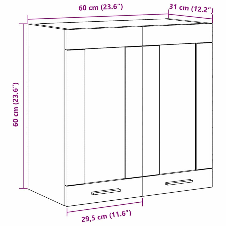 Hangkast met plank Zwart Eiken 60 x 31 x 60 cm Bewerkt hout