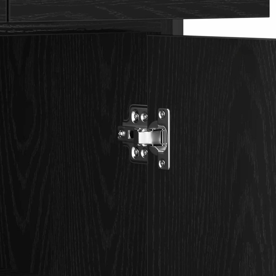 Dressoir 70X30X80 Cm Bewerkt Hout En Staal Kleurig Zwart eiken