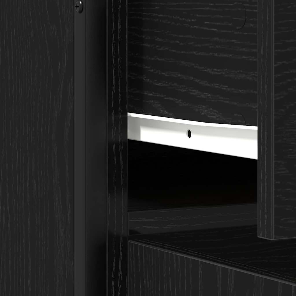 Dressoir 70X30X80 Cm Bewerkt Hout En Staal Kleurig Zwart eiken