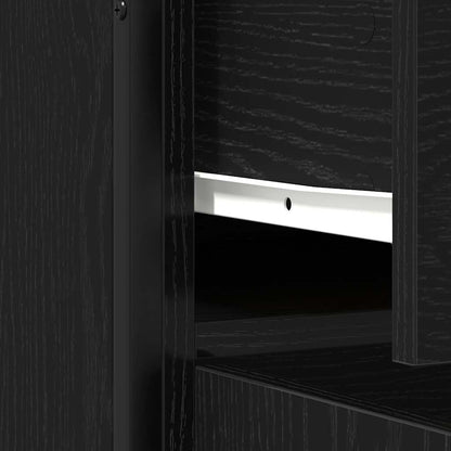 Dressoir 70X30X80 Cm Bewerkt Hout En Staal Kleurig Zwart eiken