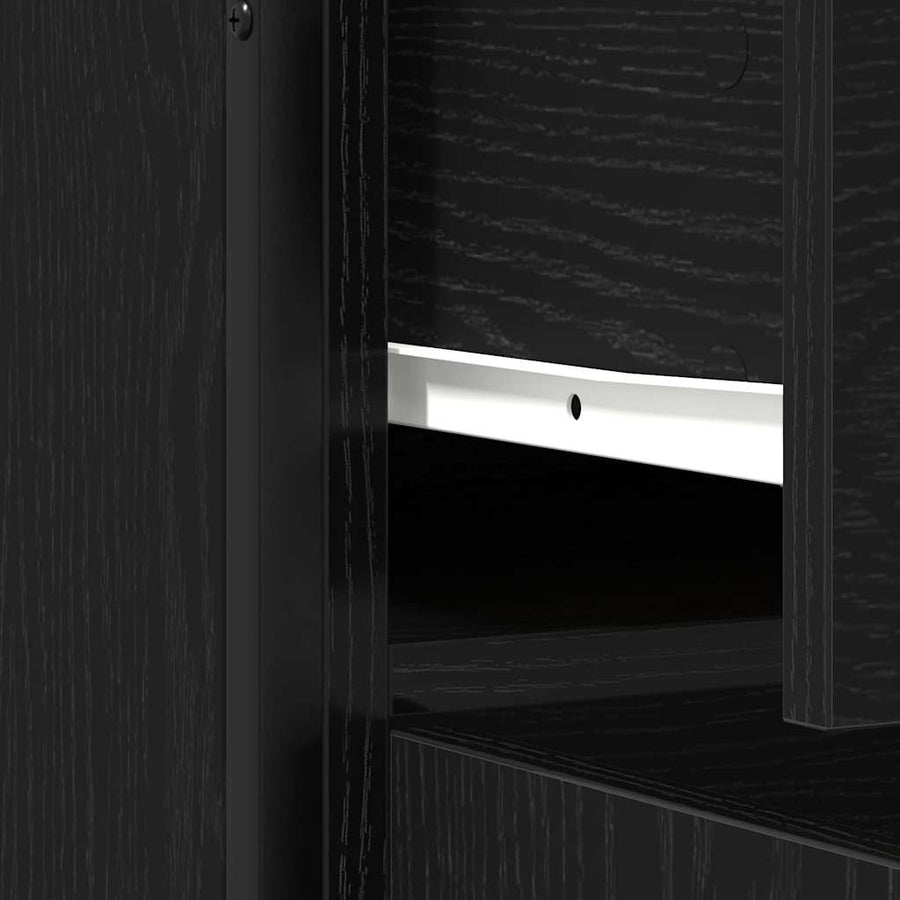 Dressoir 70X30X80 Cm Bewerkt Hout En Staal Kleurig Zwart eiken