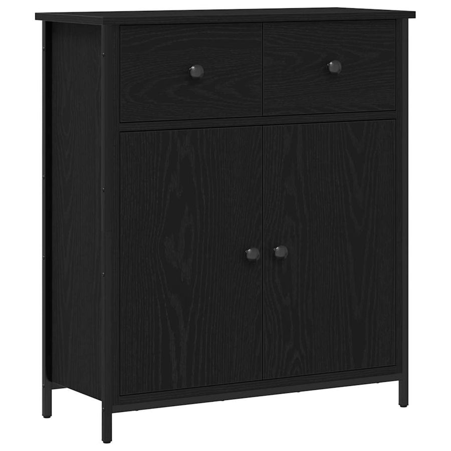 Dressoir 70X30X80 Cm Bewerkt Hout En Staal Kleurig Zwart eiken