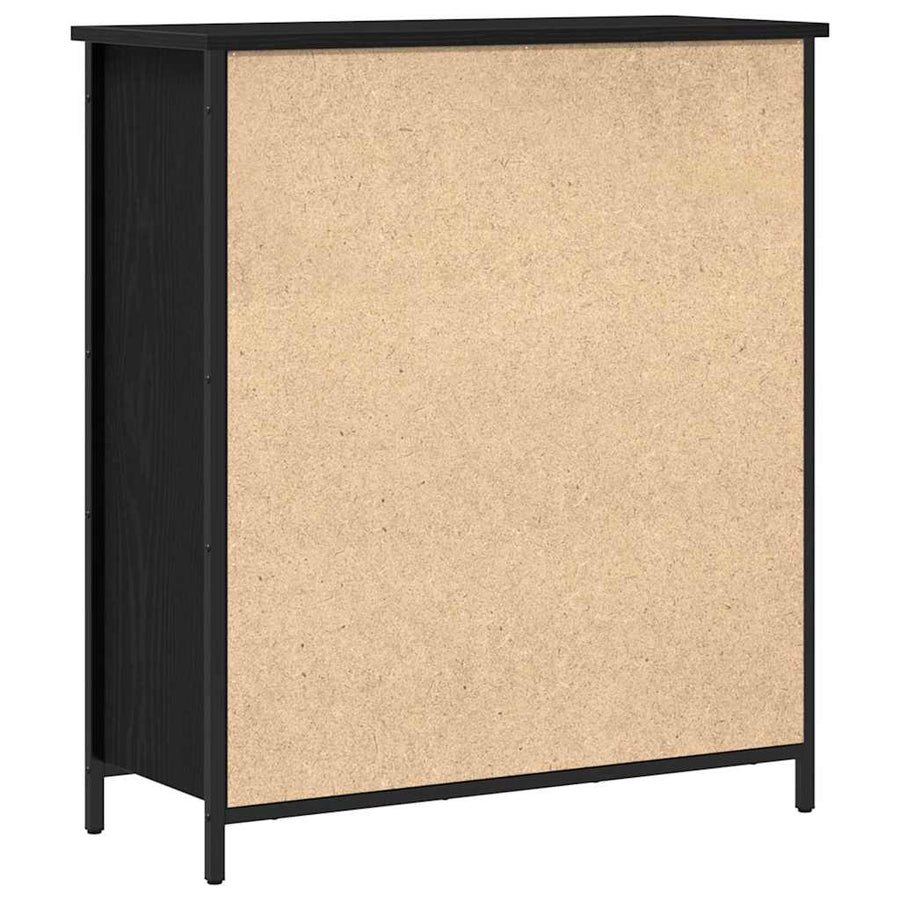 Dressoir 70X30X80 Cm Bewerkt Hout En Staal Kleurig Zwart eiken