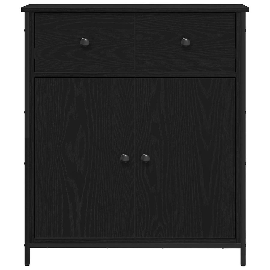 Dressoir 70X30X80 Cm Bewerkt Hout En Staal Kleurig Zwart eiken