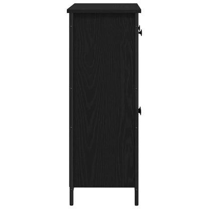 Dressoir 70X30X80 Cm Bewerkt Hout En Staal Kleurig Zwart eiken