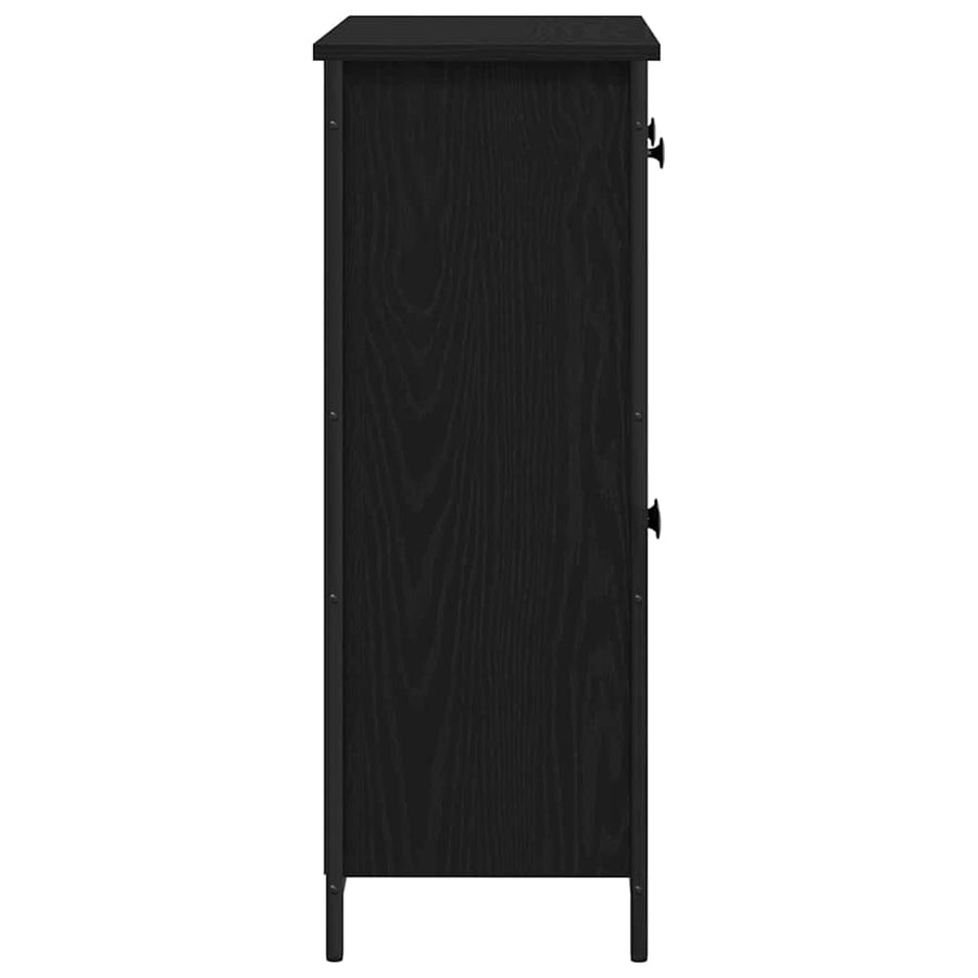 Dressoir 70X30X80 Cm Bewerkt Hout En Staal Kleurig Zwart eiken
