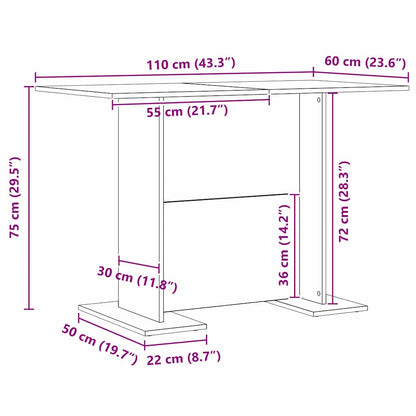 Eettafel Wit 110 x 60 x 75 cm Bewerkt hout