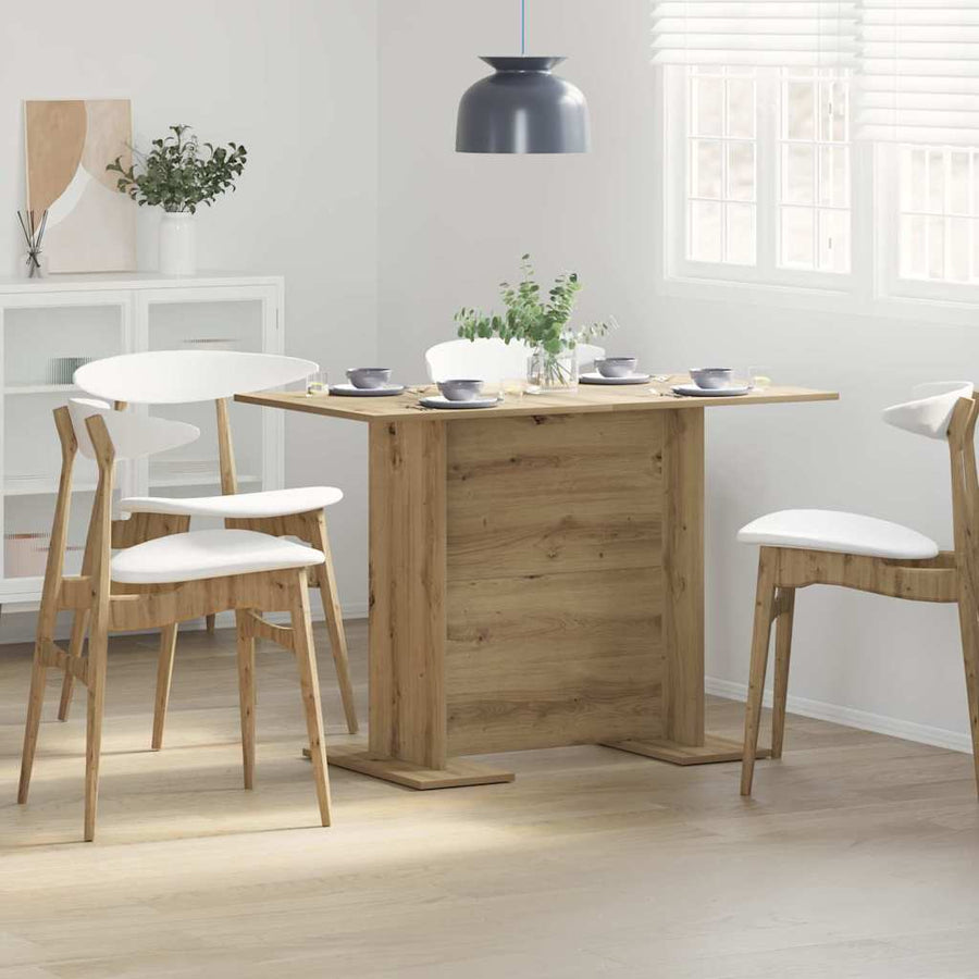 Eettafel artisanaal eikenkleurig 110 x 60 x 75 cm Bewerkt hout