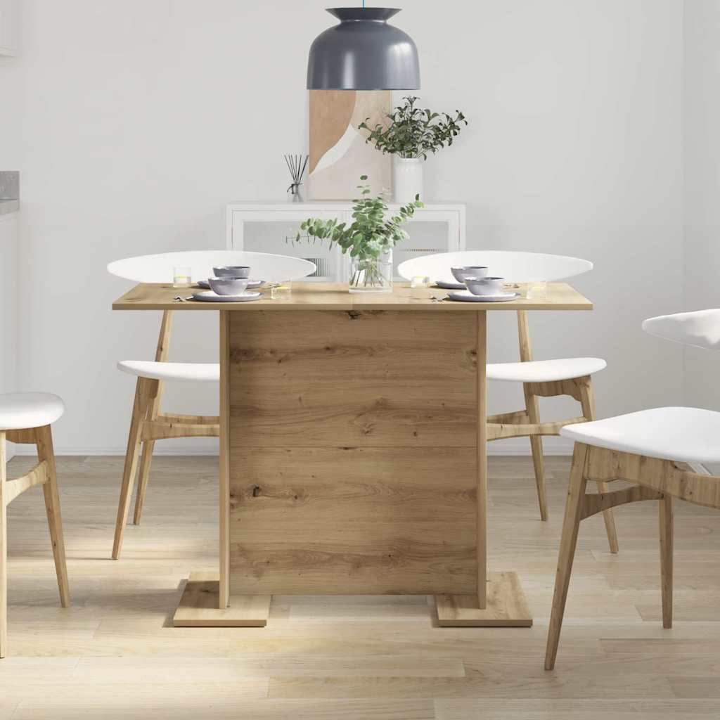Eettafel artisanaal eikenkleurig 110 x 60 x 75 cm Bewerkt hout