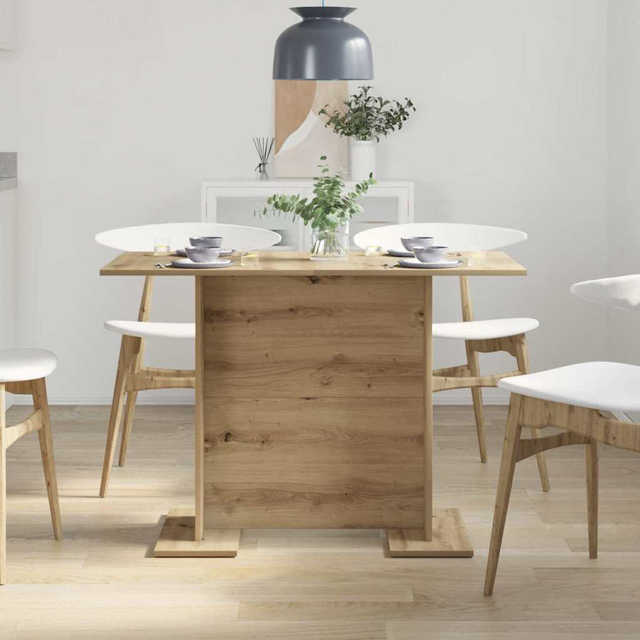 Eettafel artisanaal eikenkleurig 110 x 60 x 75 cm Bewerkt hout