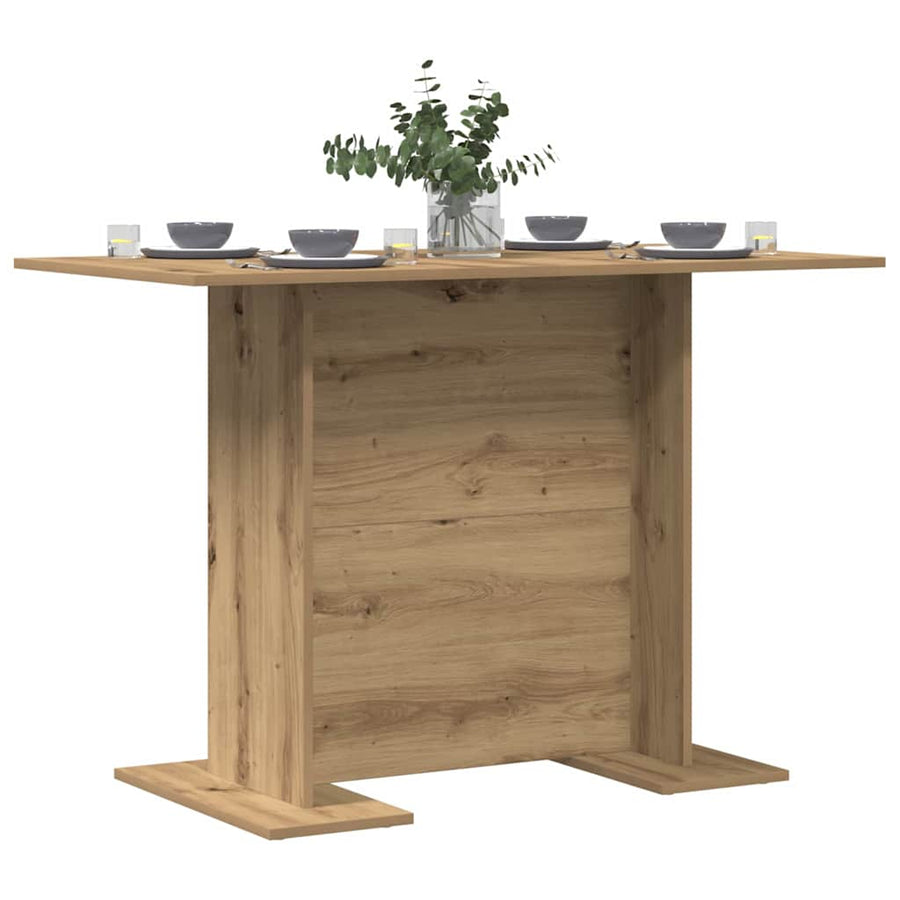 Eettafel artisanaal eikenkleurig 110 x 60 x 75 cm Bewerkt hout