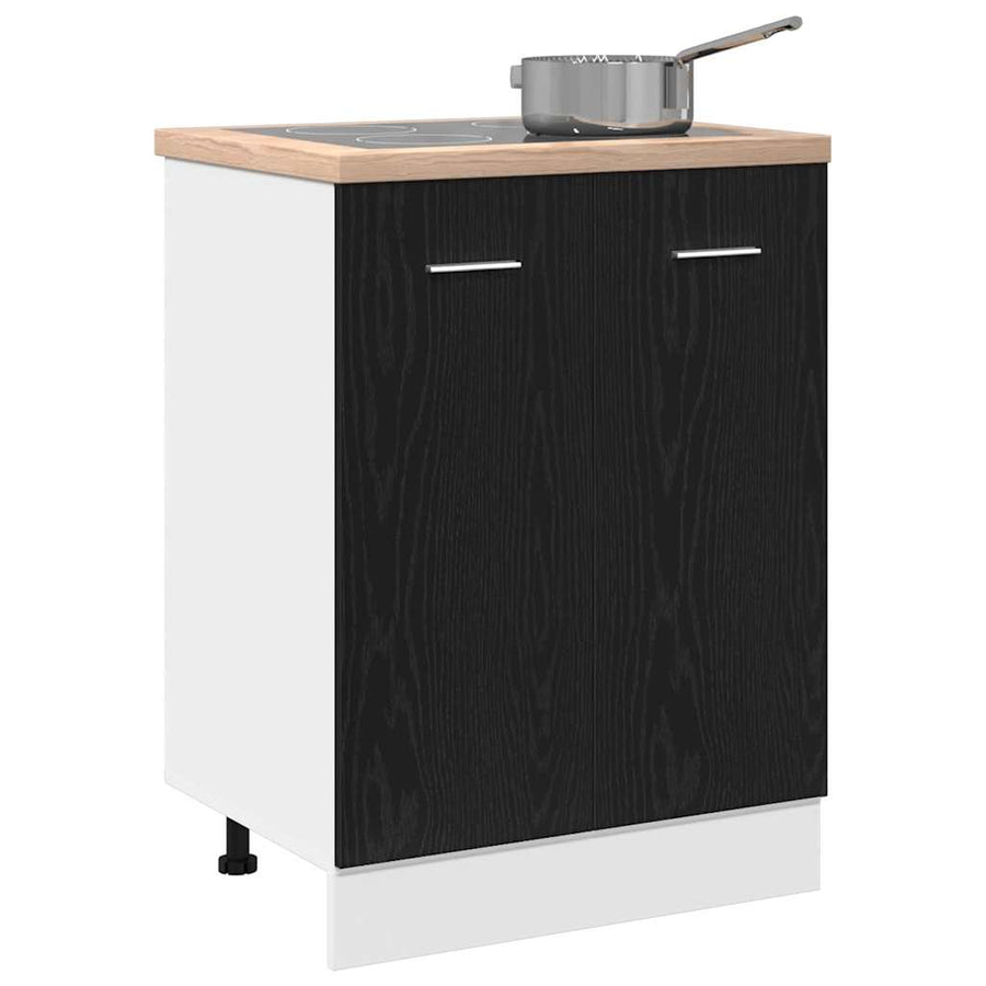 Onderkast zwart eik 60x46x81,5 cm bewerkt hout