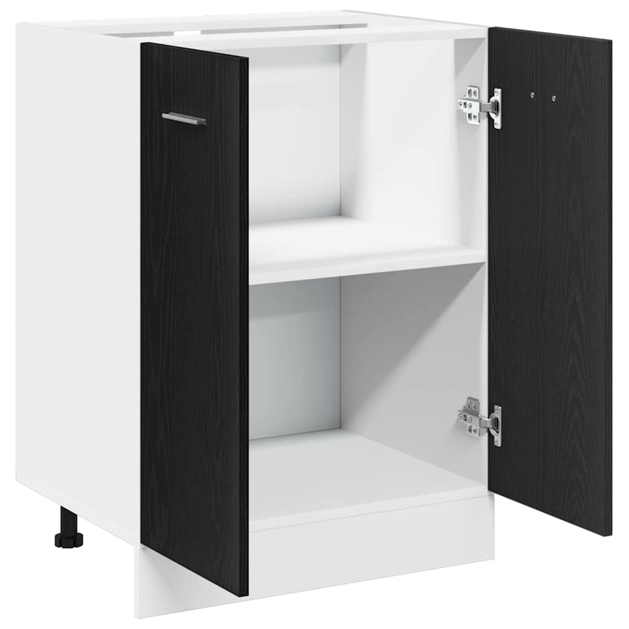 Onderkast zwart eik 60x46x81,5 cm bewerkt hout