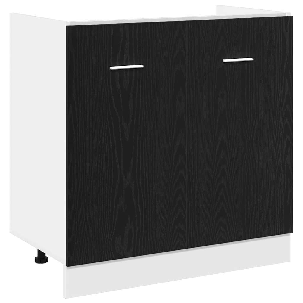 Onderkast voor spoelbak zwart eiken 80x46x81,5 cm bewerkt hout