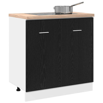 Onderkast voor spoelbak zwart eiken 80x46x81,5 cm bewerkt hout