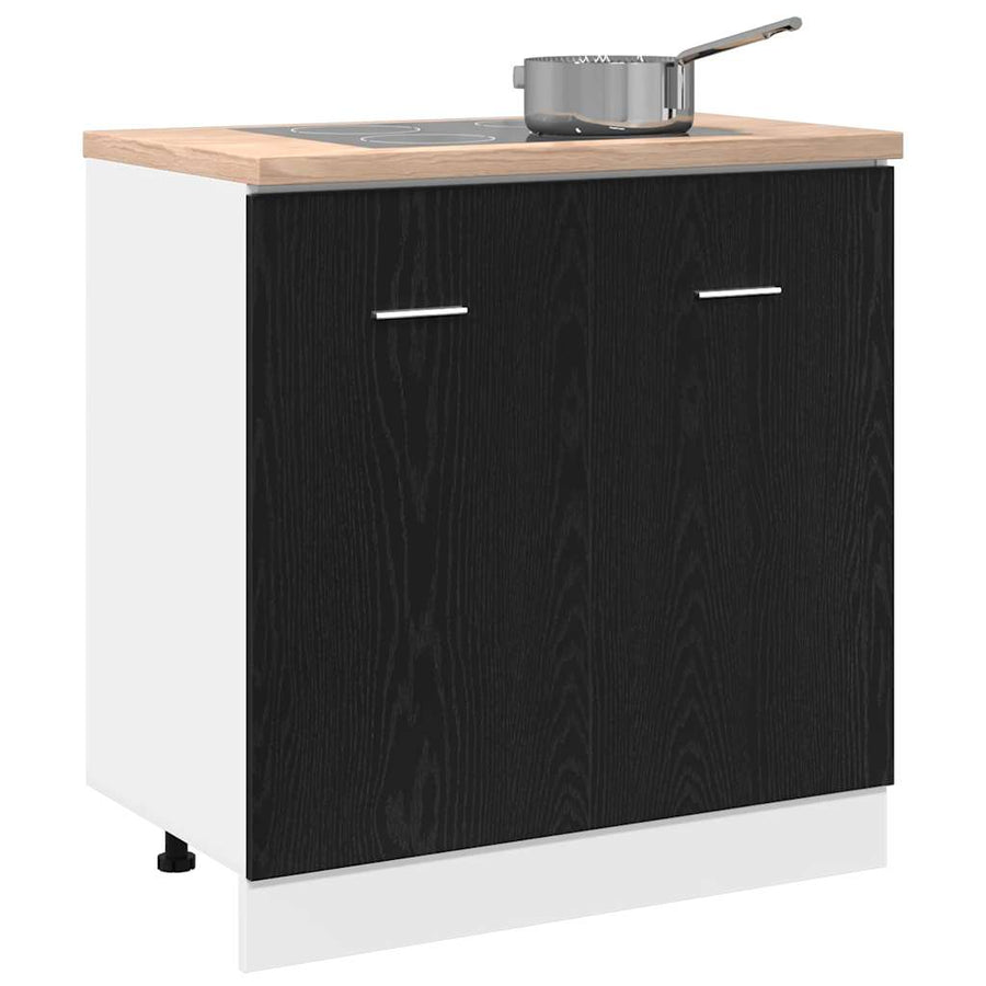 Onderkast voor spoelbak zwart eiken 80x46x81,5 cm bewerkt hout