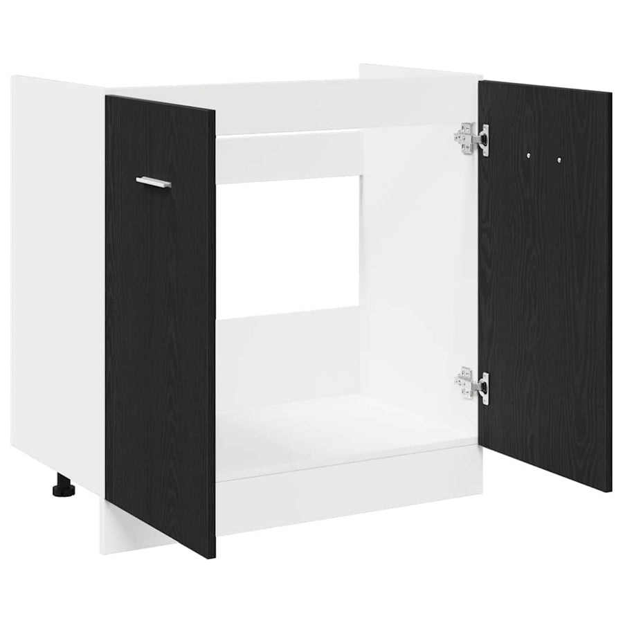 Onderkast voor spoelbak zwart eiken 80x46x81,5 cm bewerkt hout