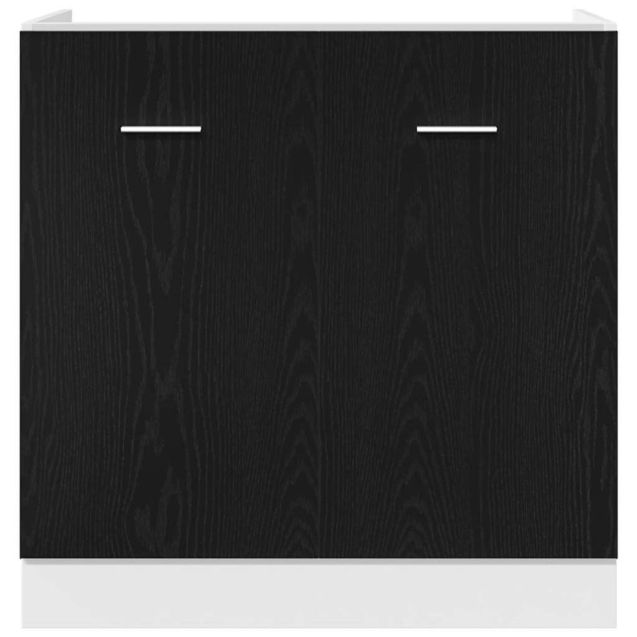 Onderkast voor spoelbak zwart eiken 80x46x81,5 cm bewerkt hout