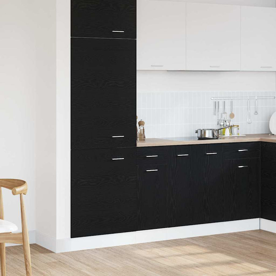 Hangkast met lade Zwart Eiken 30 x 46 x 81,5 cm Bewerkt hout