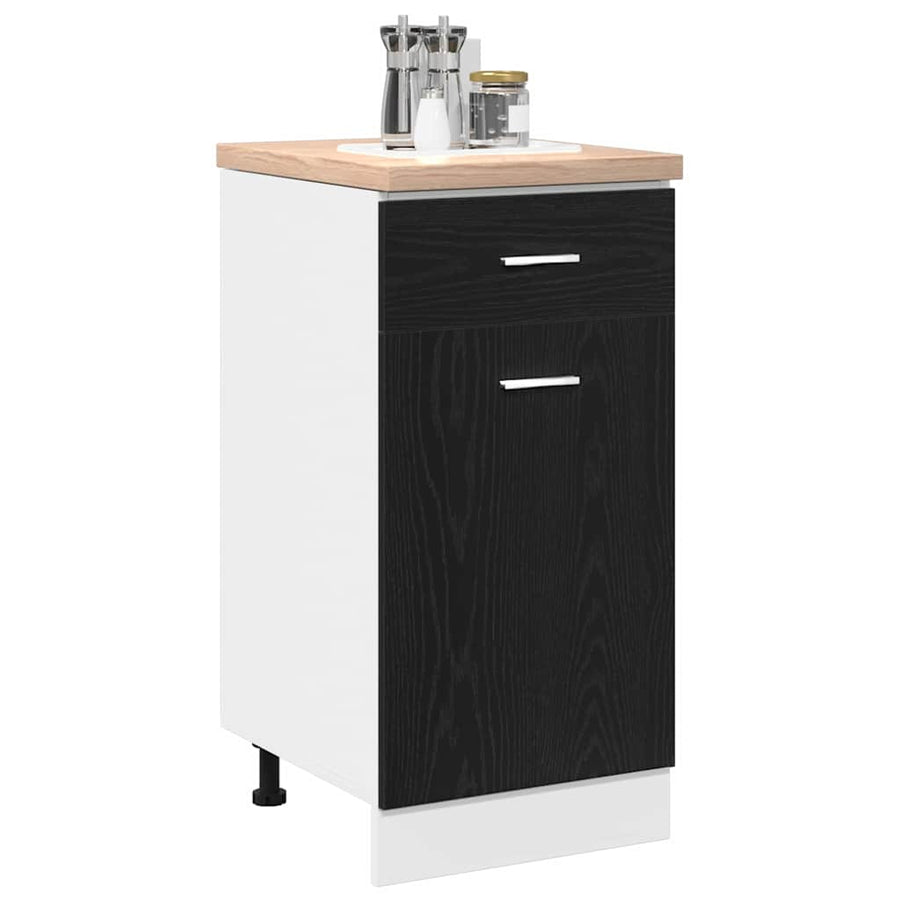 Hangkast met lade Zwart Eiken 40 x 46 x 81,5 cm Bewerkt hout