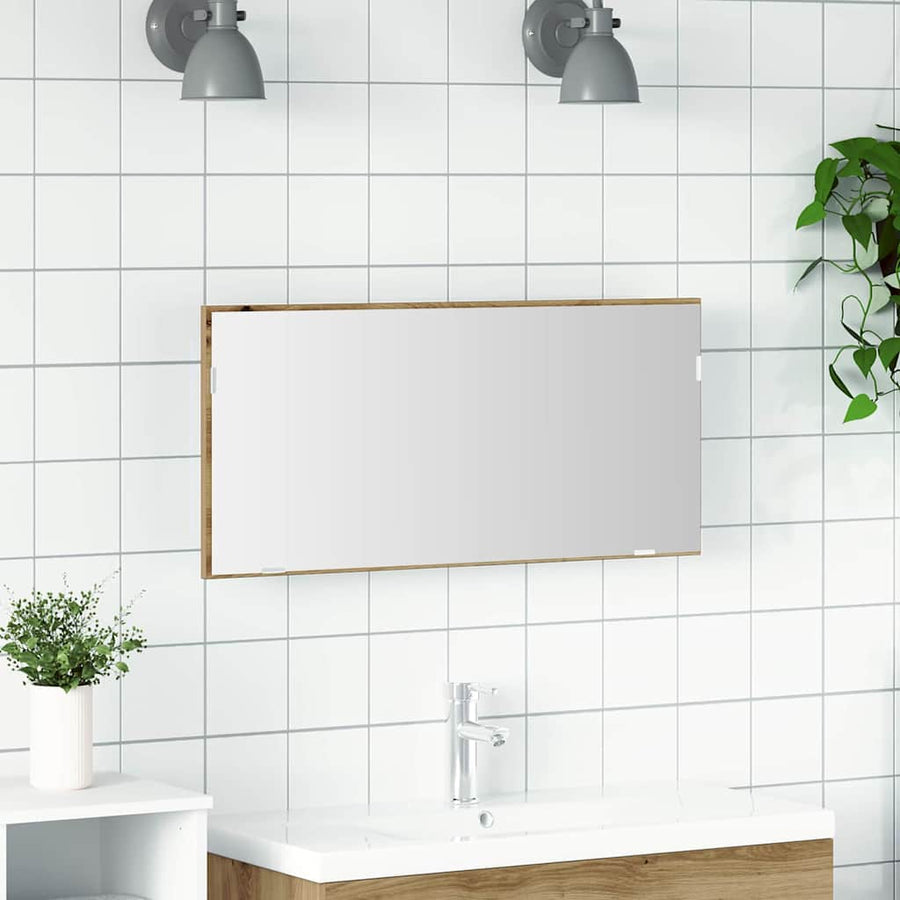 Badkamerspiegelkast met LED 80x37 cm artisanaal eikenkleur