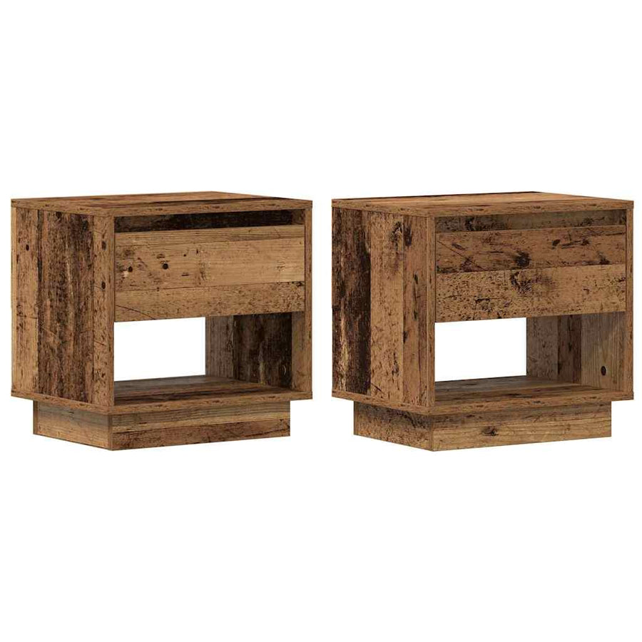 Nachtkastje met lade 2 pcs Oudhout 45 x 34 x 44 cm Bewerkt hout