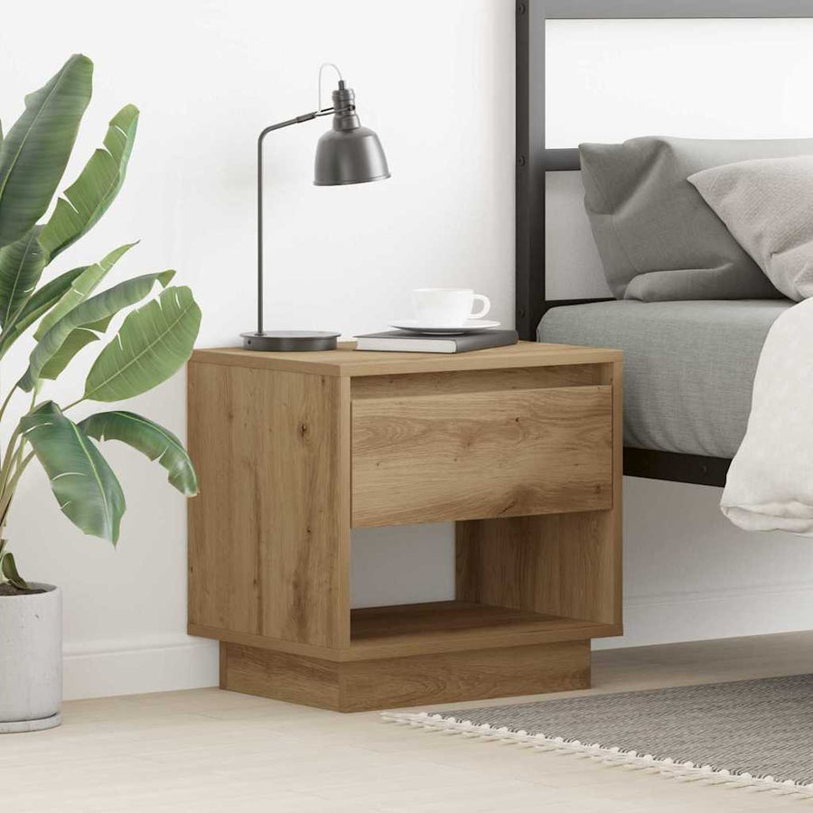 Nachtkastje met lade Artisan Eiken 45 x 34 x 44 cm Bewerkt hout