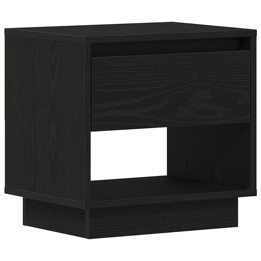 Nachtkastje met lade Zwart Eiken 45 x 34 x 44 cm Bewerkt hout