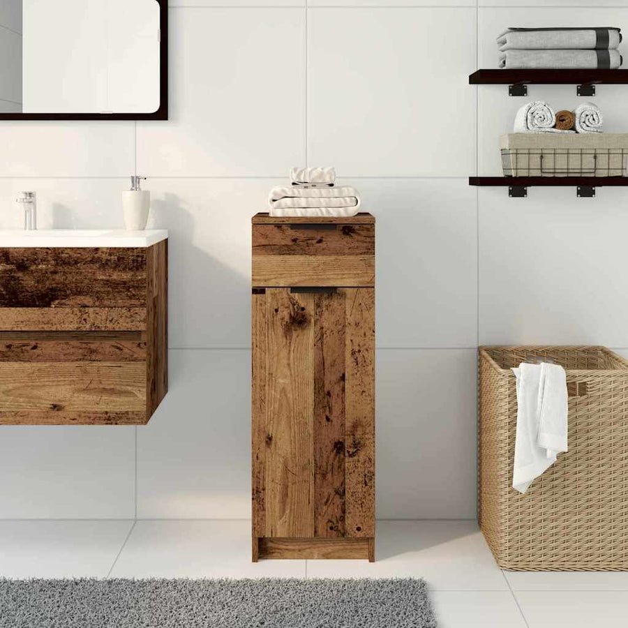 Badkamer Kast met lade Oud hout 32 x 34 x 90 cm Bewerkt hout