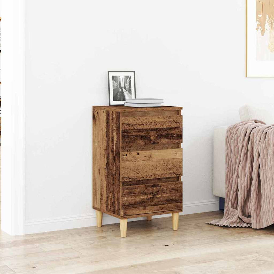 Nachtkastje met lade Oudhout 40 x 35 x 70 cm Bewerkt hout