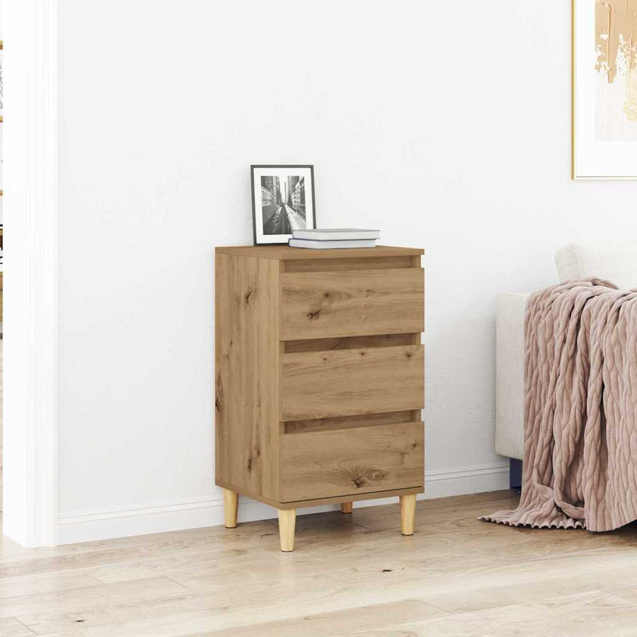 Nachtkastje met lade Artisan Eiken 40 x 35 x 70 cm Bewerkt hout