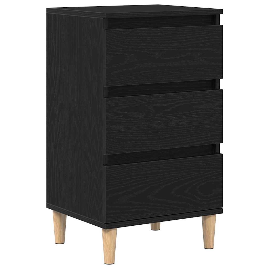 Nachtkastje met lade Zwart Eiken 40 x 35 x 70 cm Bewerkt hout