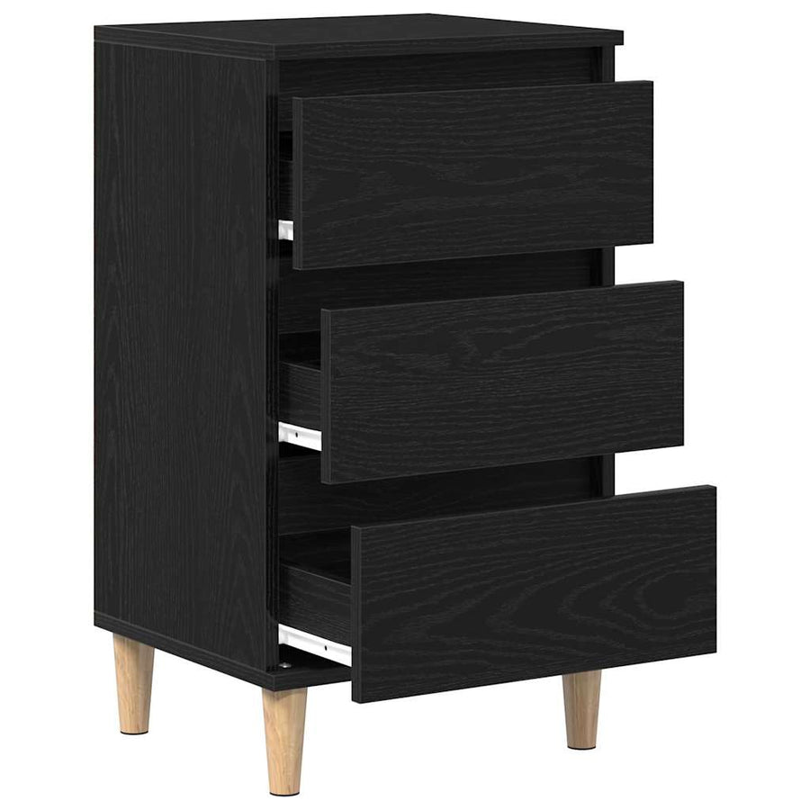 Nachtkastje met lade Zwart Eiken 40 x 35 x 70 cm Bewerkt hout