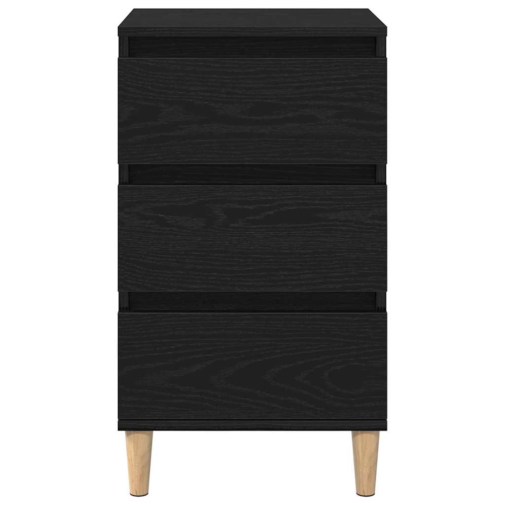Nachtkastje met lade Zwart Eiken 40 x 35 x 70 cm Bewerkt hout