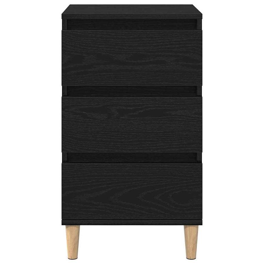 Nachtkastje met lade Zwart Eiken 40 x 35 x 70 cm Bewerkt hout